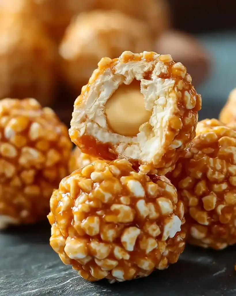 Delicious Caramel Marshmallow Rice Krispie Balls for a sweet treat