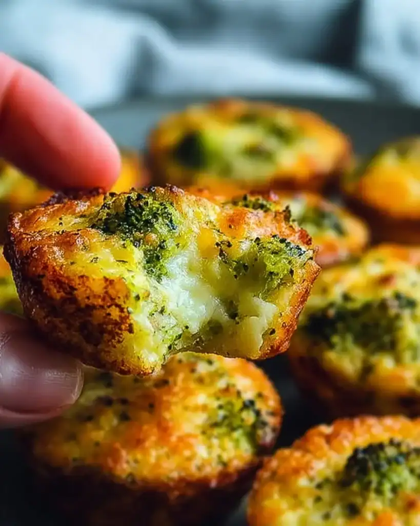 Crispy cheesy broccoli rounds served as a delicious snack.