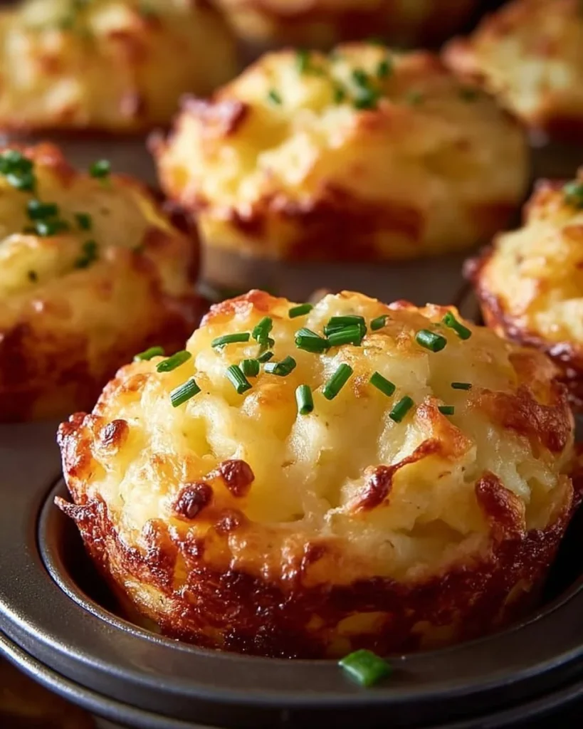 Cheesy mashed potato puffs served on a plate, golden and crispy