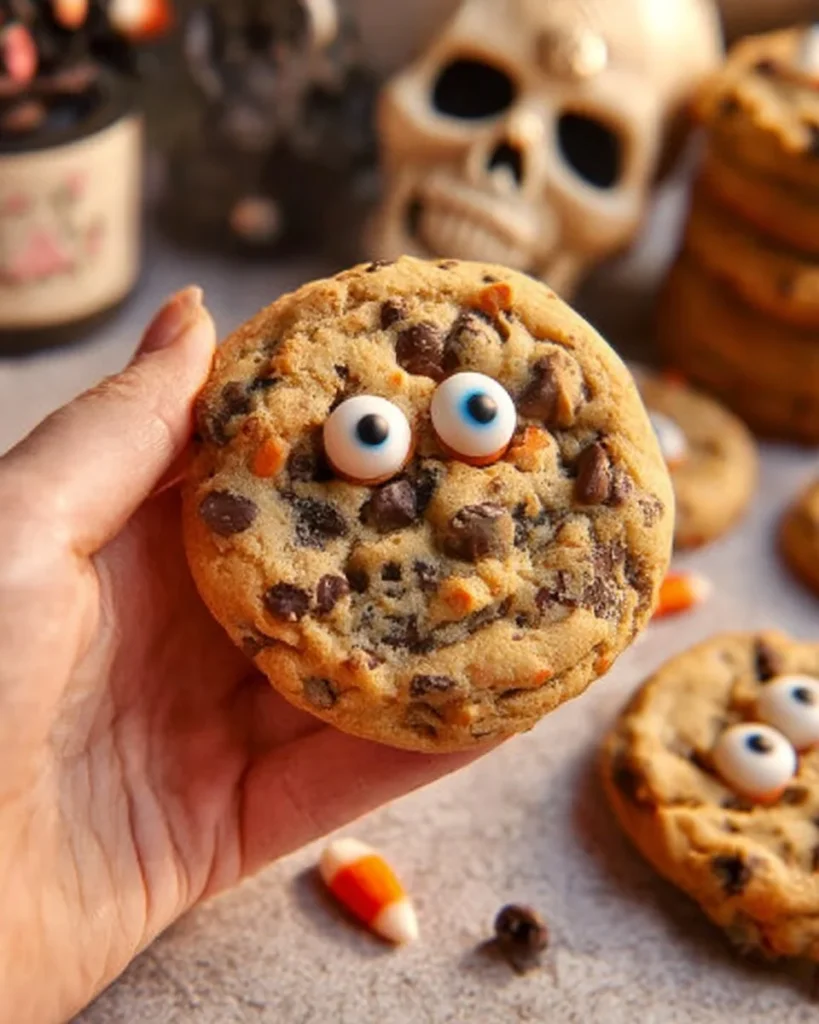 Freshly baked chocolate chip cookies on a cooling rack