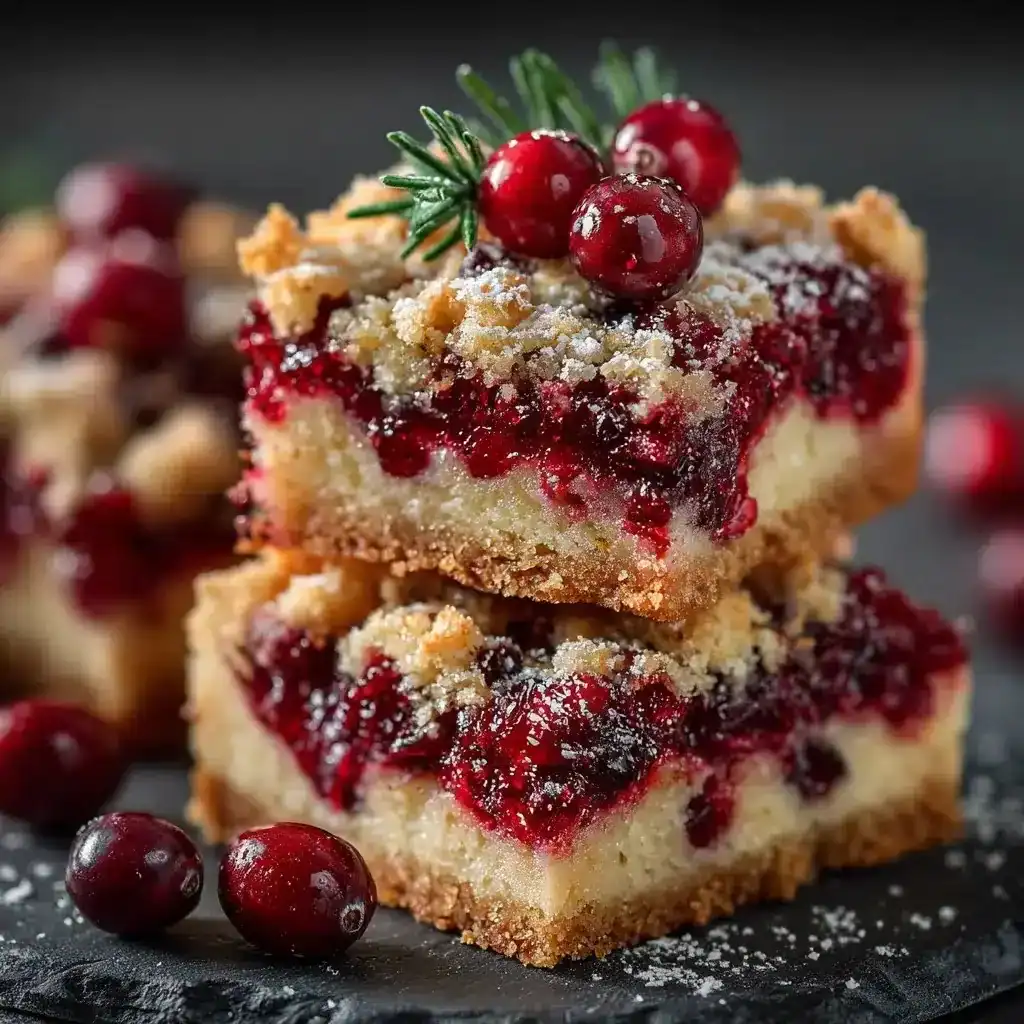 Delicious Christmas Cranberry Bars on a festive table