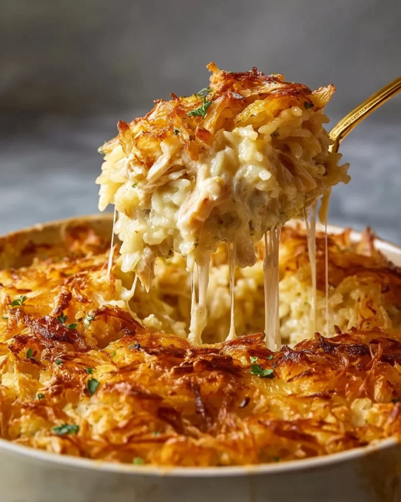 Delicious French Onion Chicken served over rice with melted cheese and onions