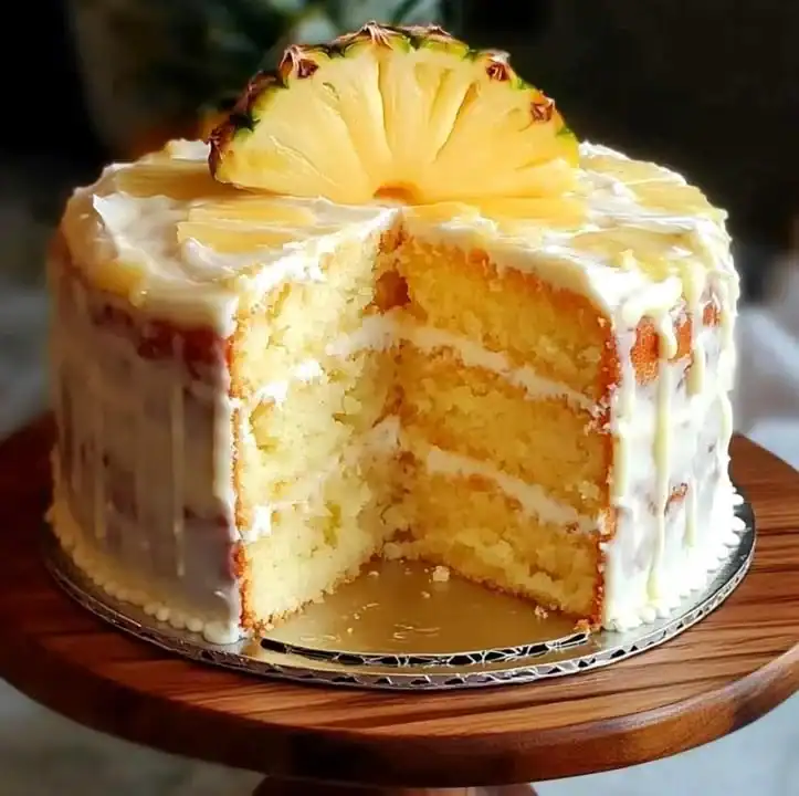Delicious homemade Incredible Pineapple Juice Cake ready to be served