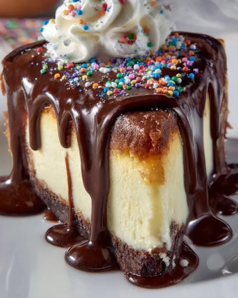 Delicious Brownie Cheesecake Birthday Cake with rich chocolate layers