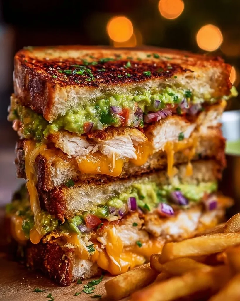 Delicious Chicken Avocado Melt sandwich with chicken and avocado slices