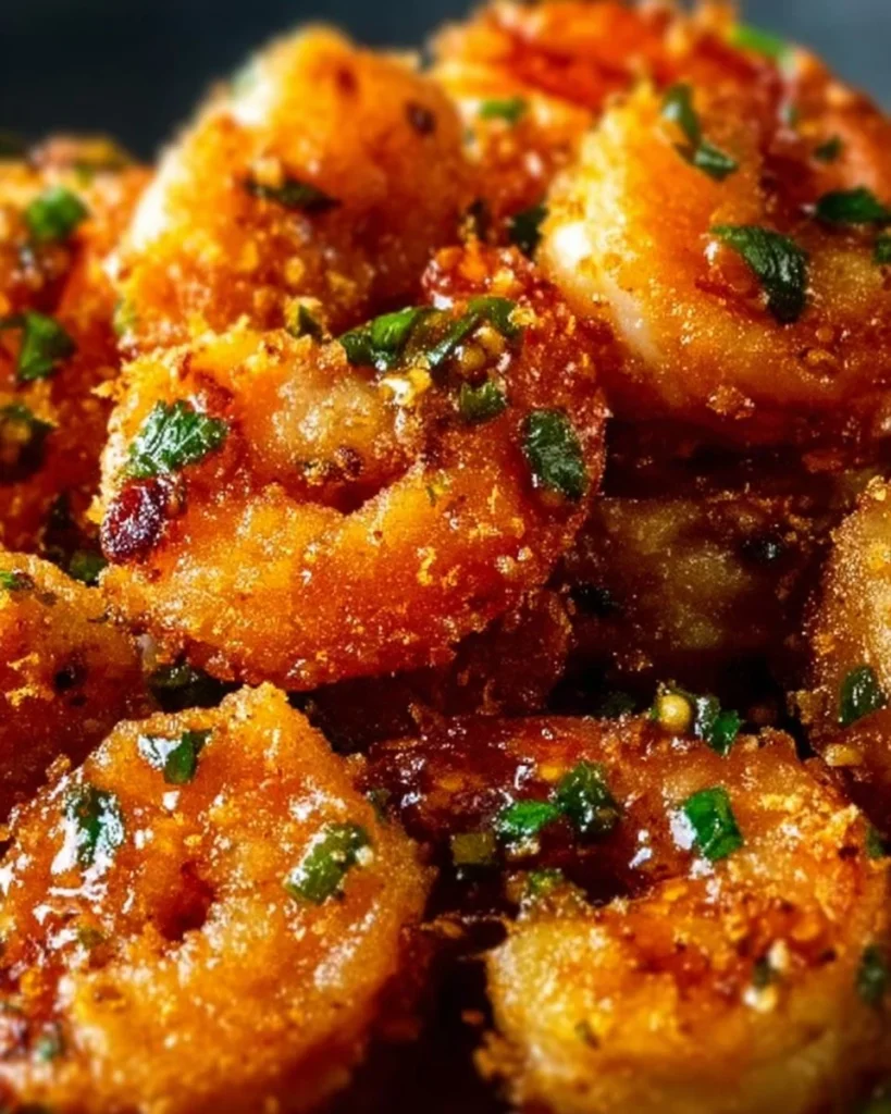 Delicious Hot Honey Fried Shrimp served on a plate with a spicy glaze