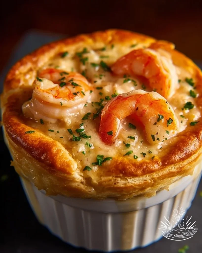 Delicious Shrimp & Lobster Cheddar Bay Biscuit Pot Pie served hot