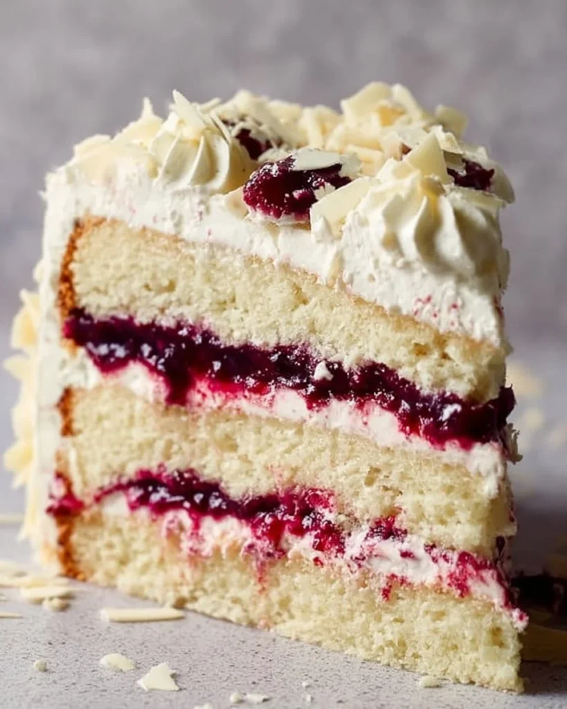 Delicious White Forest Cake topped with cherries and whipped cream