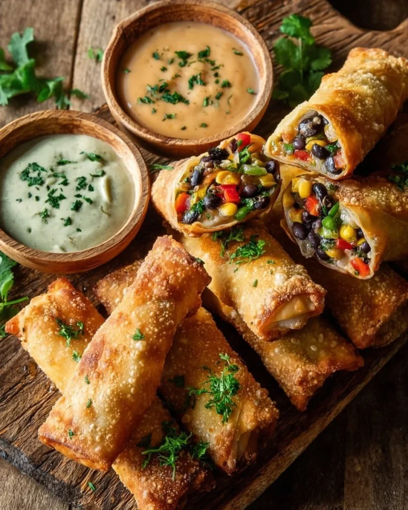 Delicious Southwest Eggrolls from Chili's served with spicy dipping sauce.