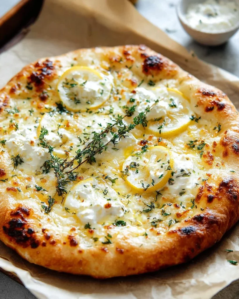 Delicious Lemon Pizza topped with zesty citrus flavor