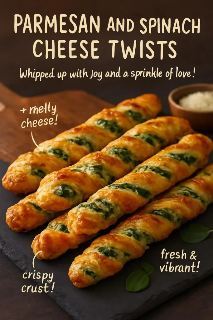 Parmesan and Spinach Cheese Twists on a serving platter