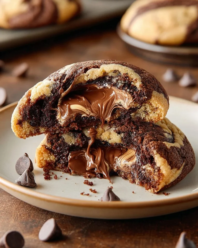 Peanut butter brownie swirl cookies on a cooling rack, showcasing their delicious layers.