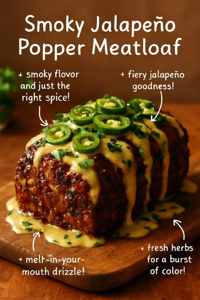 Smoky jalapeño popper meatloaf served with fresh herbs on a plate