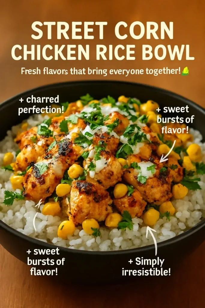Delicious Street Corn Chicken Rice Bowl with vibrant ingredients and textures