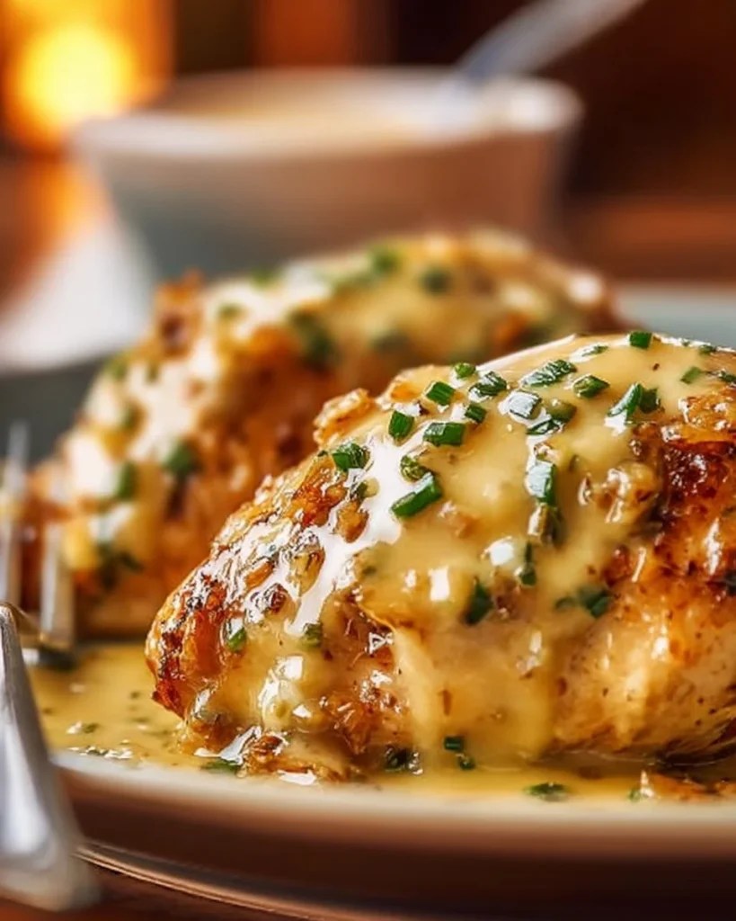Texas Roadhouse Smothered Chicken with savory sauce and toppings