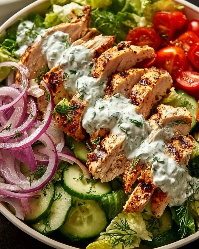 Delicious Tzatziki Chicken Salad with fresh ingredients