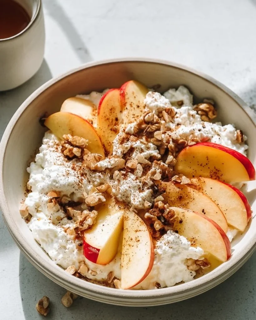 Cottage Cheese and Apple Salad with fresh ingredients served in a bowl