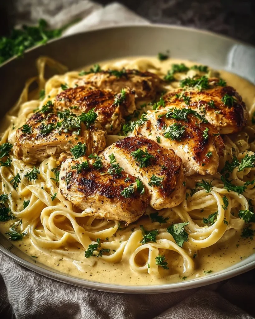 Crock Pot Angel Chicken dish served with creamy sauce and garnish