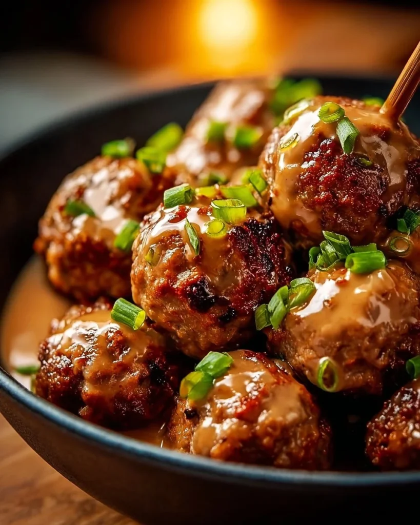 Korean BBQ Meatballs served with spicy mayo dip on a platter.