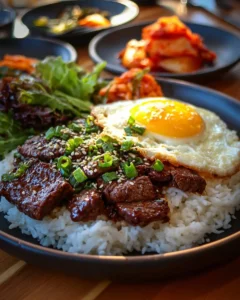 Delicious serving of Korean Beef Bulgogi on a plate with vegetables