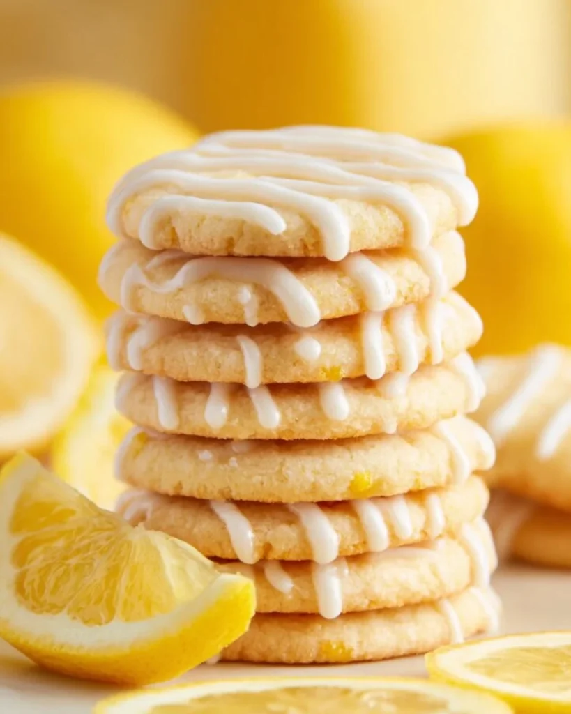 Freshly baked lemon sugar cookies on a cooling rack